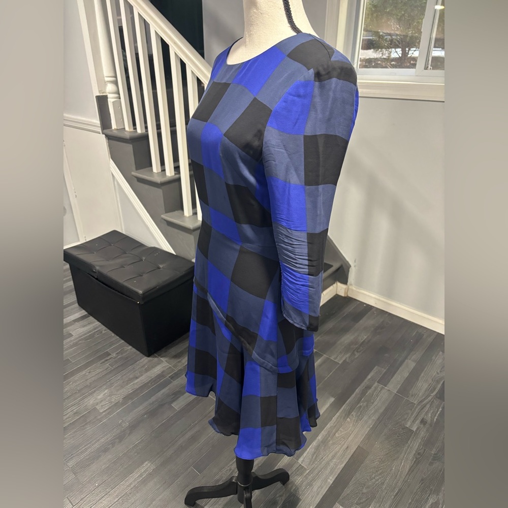 Reiss blue and black check flounce dress Size:6